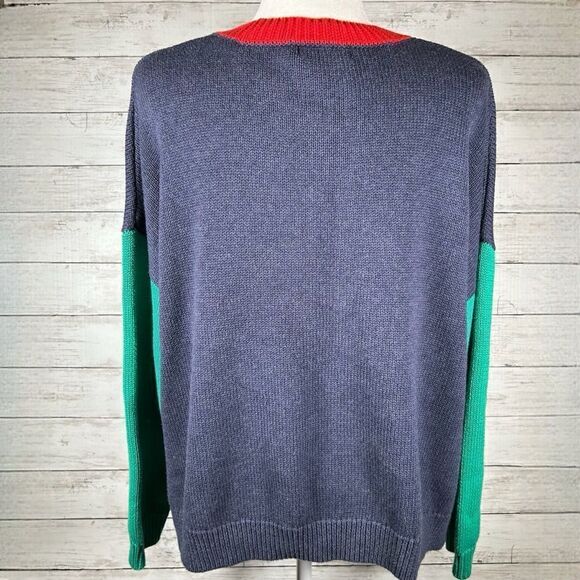 525 America Cotton Colorblock Boxy Knit Side Split Sweater L NEW - Picture 4 of 10